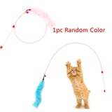 1pc Steel Wire Cat Toy Feather Wand Toys For Cats Kitten Pet Interactive Feather Toy Cat Stick Teaser Pet Supplies
