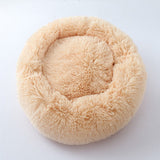 Long Plush Cat Bed House Soft Pet Dog Bed Round Cats Nest Winter Warm Sleeping Cushion Puppy Mat Portable Cat Product 40 50 60cm
