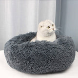 Long Plush Cat Bed House Soft Pet Dog Bed Round Cats Nest Winter Warm Sleeping Cushion Puppy Mat Portable Cat Product 40 50 60cm