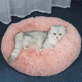 Long Plush Cat Bed House Soft Pet Dog Bed Round Cats Nest Winter Warm Sleeping Cushion Puppy Mat Portable Cat Product 40 50 60cm