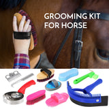 10-IN-1 Horse Grooming Tool Set Cleaning Kit Mane Tail Comb Massage Curry Brush Sweat Scraper Hoof Pick Horse Equipment