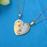 Couple heart necklace Cute Cartoon cat Pendant Necklace Gold Silver color black animal Necklace Jewelry Gift for girl boys