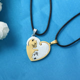 Couple heart necklace Cute Cartoon cat Pendant Necklace Gold Silver color black animal Necklace Jewelry Gift for girl boys