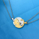Couple heart necklace Cute Cartoon cat Pendant Necklace Gold Silver color black animal Necklace Jewelry Gift for girl boys