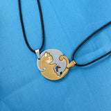 Couple heart necklace Cute Cartoon cat Pendant Necklace Gold Silver color black animal Necklace Jewelry Gift for girl boys