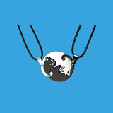 Couple heart necklace Cute Cartoon cat Pendant Necklace Gold Silver color black animal Necklace Jewelry Gift for girl boys