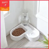 Pet Cat Feeder Bowl Dog Automatic Water Double Bowls Food Wall Corner Save Space Cats 500ml Bottle Drinking Kitten Dogs Products
