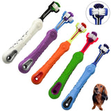 Pet Toothbrush With Three Sided Soft Cat Dog Rubber Tooth Brush Remove Bad Breath Tartar Cleaning Teeth Tool Pets Accessories