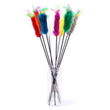 10Pcs/lot Interactive Pet Cat Toys Soft Rabbit Fur Cat Teaser Colorful Feather Cat Stick Toy