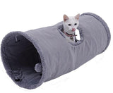 Big Long Cats Tunnel Toys with Play Ball Pure Color Suede Material Kitten S/M Foldable Pet Supplies Funny Cat Tunnel Steel Frame